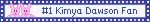 #1 kimya fan stamp A blinkie that says "#1 kimya dawson fan". It has a white background with blue and white edges and a icon with two pink bunnies