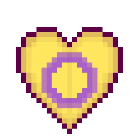 Intersex flag Gif shaped like a heart, bobbing up and down. It displays the intersex pride flag